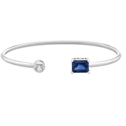 Lab Created Blue & White Sapphire Bangle Bracelet In Sterling Silver