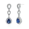 Lab Created Blue & White Sapphire Dangle Earrings In Sterling Silver