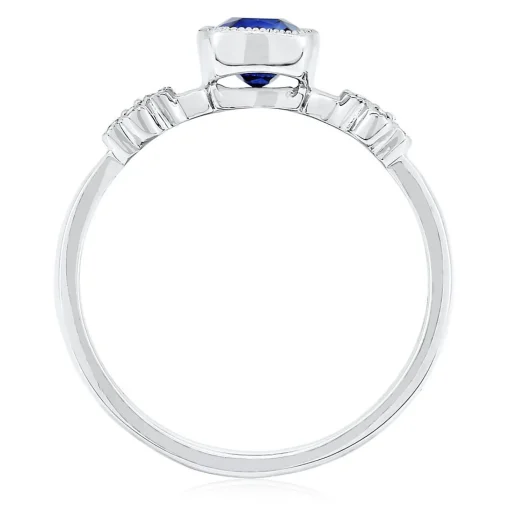Lab Created Blue & White Sapphire Stack Ring In Sterling Silver