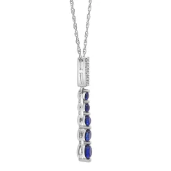 Lab Created Blue & White Sapphire Drop Pendant In 10K White Gold