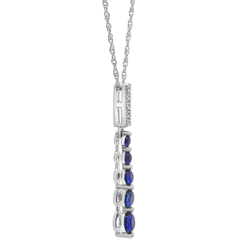 Lab Created Blue & White Sapphire Drop Pendant In 10K White Gold