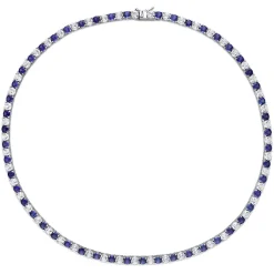 Lab Created Blue And White Sapphire Necklace In Sterling Silver