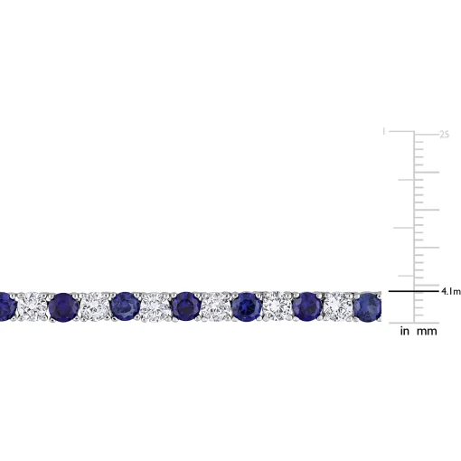 Lab Created Blue And White Sapphire Necklace In Sterling Silver