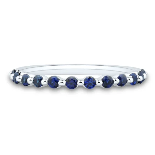 Lab Created Blue Sapphire Stack Band In Sterling Silver