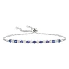 Lab Created Blue Sapphire & Diamond Bolo Bracelet In Sterling Silver