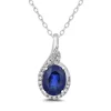 Lab Created Blue Sapphire Pendant With Lab Created White Sapphires In Sterling Silver