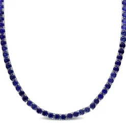 Lab Created Blue Sapphire Tennis Necklace In Sterling Silver