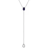 Lab Created Blue Sapphire And Diamond Accent Necklace In Sterling Silver
