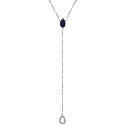 Lab Created Blue Sapphire And Diamond Accent Necklace In Sterling Silver
