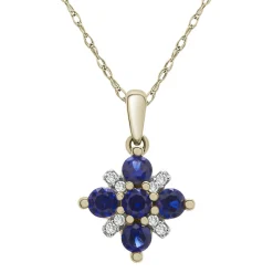 Lab Created Blue Sapphire & Natural Diamond Accent Pendant In 10K Yellow Gold