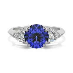 Lab Created Blue Sapphire & Moissanite Ring In 14K White Gold (7/8 Ct. Tw.)