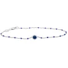 Lab Created Blue Sapphire And Beaded Enamel Bracelet In Sterling Silver