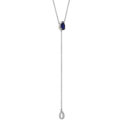 Lab Created Blue Sapphire And Diamond Accent Necklace In Sterling Silver