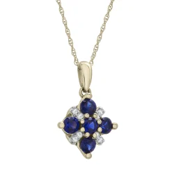 Lab Created Blue Sapphire & Natural Diamond Accent Pendant In 10K Yellow Gold