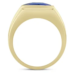 Lab Created Blue Sapphire And Diamond Ring In 10K Yellow Gold (1/7 Ct. Tw.)