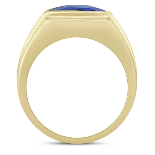 Lab Created Blue Sapphire And Diamond Ring In 10K Yellow Gold (1/7 Ct. Tw.)