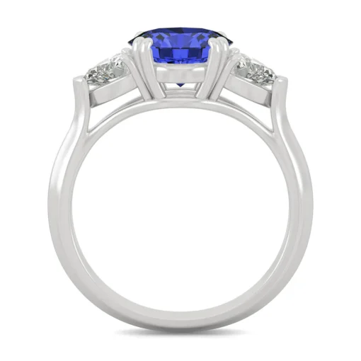 Lab Created Blue Sapphire & Moissanite Ring In 14K White Gold (7/8 Ct. Tw.)