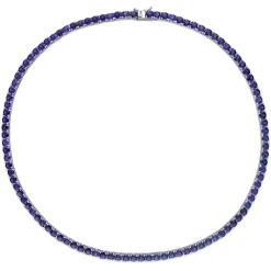 Lab Created Blue Sapphire Tennis Necklace In Sterling Silver