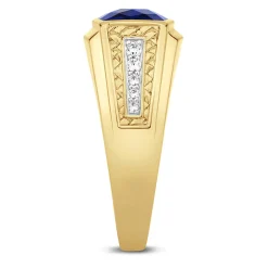Lab Created Blue Sapphire And Diamond Ring In 10K Yellow Gold (1/7 Ct. Tw.)