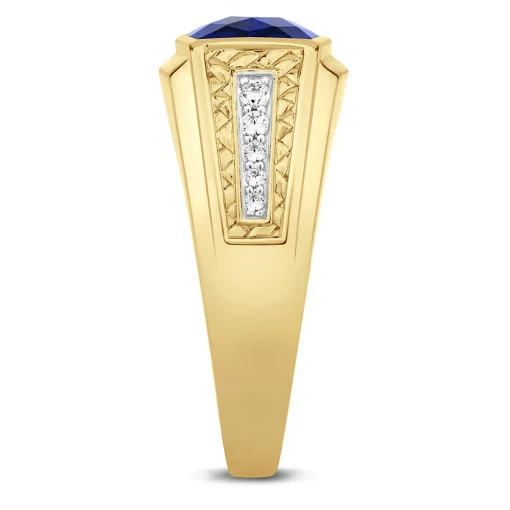 Lab Created Blue Sapphire And Diamond Ring In 10K Yellow Gold (1/7 Ct. Tw.)