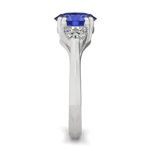 Lab Created Blue Sapphire & Moissanite Ring In 14K White Gold (7/8 Ct. Tw.)