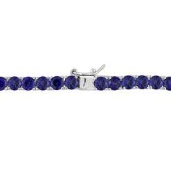 Lab Created Blue Sapphire Tennis Necklace In Sterling Silver