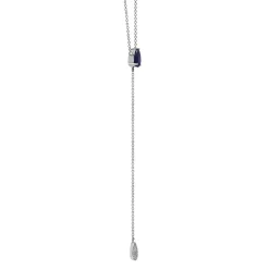 Lab Created Blue Sapphire And Diamond Accent Necklace In Sterling Silver