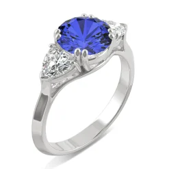 Lab Created Blue Sapphire & Moissanite Ring In 14K White Gold (7/8 Ct. Tw.)