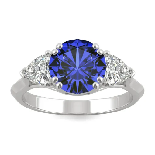 Lab Created Blue Sapphire & Moissanite Ring In 14K White Gold (7/8 Ct. Tw.)