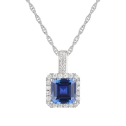 Lab Created Ceylon Sapphire Earrings, Pendant And Ring Set In Sterling Silver