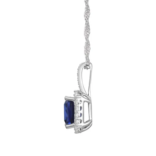Lab Created Ceylon Sapphire Earrings, Pendant And Ring Set In Sterling Silver