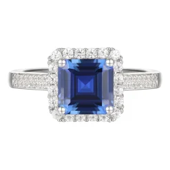 Lab Created Ceylon Sapphire Earrings, Pendant And Ring Set In Sterling Silver