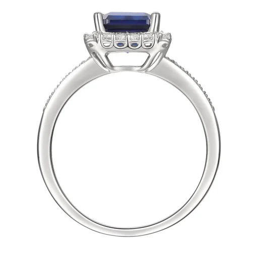 Lab Created Ceylon Sapphire Earrings, Pendant And Ring Set In Sterling Silver