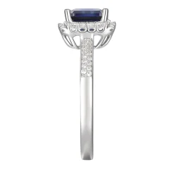 Lab Created Ceylon Sapphire Earrings, Pendant And Ring Set In Sterling Silver
