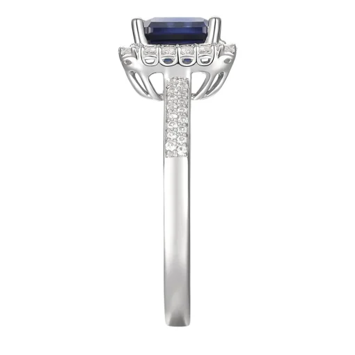 Lab Created Ceylon Sapphire Earrings, Pendant And Ring Set In Sterling Silver