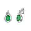 Lab Created Emerald & Diamond Earrings In Sterling Silver