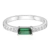 Lab Created Emerald & White Sapphire Stack Ring In Sterling Silver