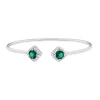Lab Created Emerald & White Sapphire Bangle Bracelet In Sterling Silver
