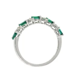 Lab Created Emerald & White Sapphire Stack Ring In Sterling Silver