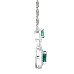 Lab Created Emerald & White Sapphire Pendant In Sterling Silver