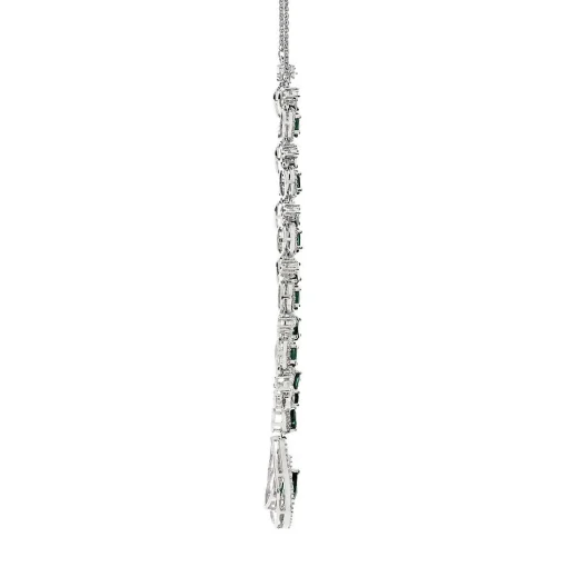 Lab Created Emerald & White Sapphire Necklace In Sterling Silver