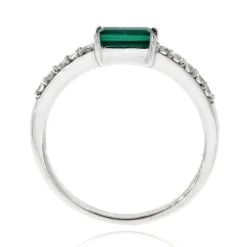 Lab Created Emerald & White Sapphire Stack Ring In Sterling Silver