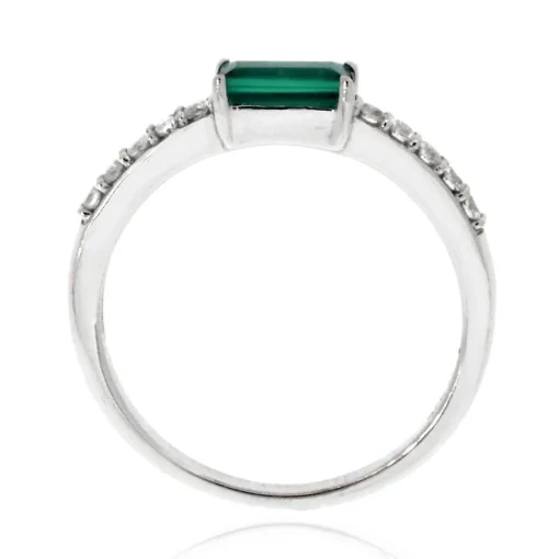 Lab Created Emerald & White Sapphire Stack Ring In Sterling Silver