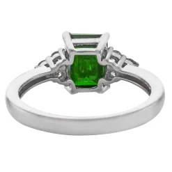 Lab Created Emerald & White Sapphire Ring In Sterling Silver