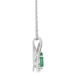 Lab Created Emerald And 1/10 Ct. Tw. Diamond Pendant In Sterling Silver