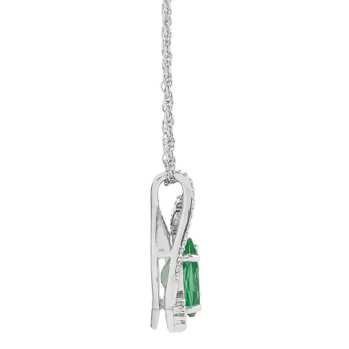 Lab Created Emerald And 1/10 Ct. Tw. Diamond Pendant In Sterling Silver