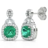 Lab Created Emerald Earrings With Lab Created White Sapphires In Sterling Silver