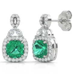 Lab Created Emerald Earrings With Lab Created White Sapphires In Sterling Silver