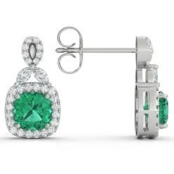 Lab Created Emerald Earrings With Lab Created White Sapphires In Sterling Silver
