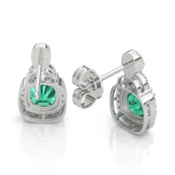 Lab Created Emerald Earrings With Lab Created White Sapphires In Sterling Silver